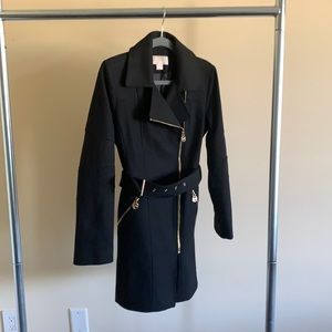Michael Kors Black Pea Coat with Gold Accents